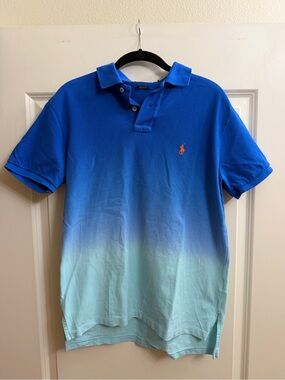 Ralph Lauren Blue to Light Blue Fade Polo with Orange Pony